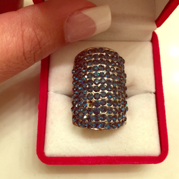 Beautiful teal studded ring - one stud missing