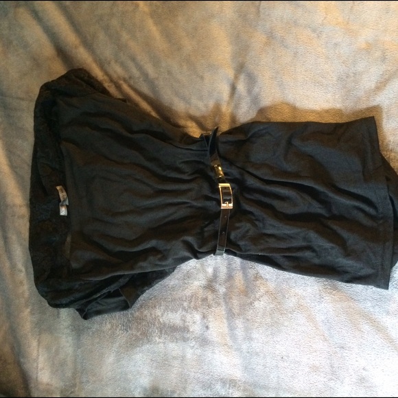 Black Dress Top with Belt