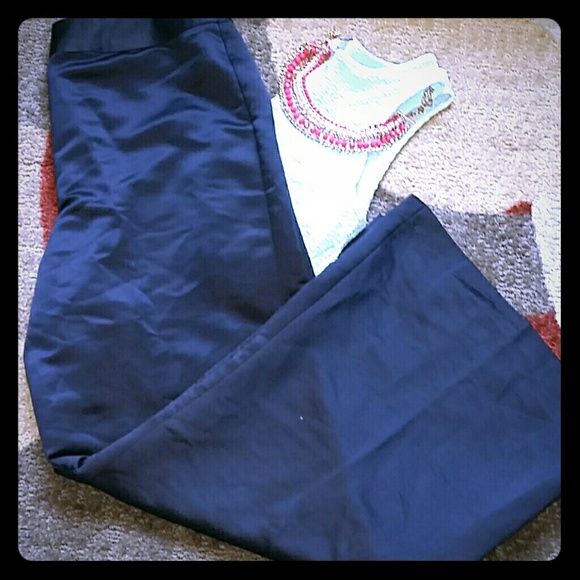High waist sateen wide leg pants