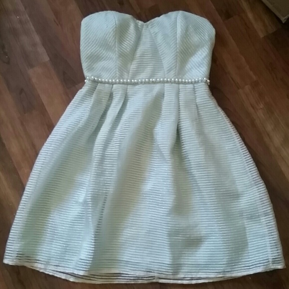 Strapless mint dress