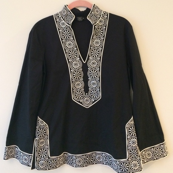 Tops | Tunic In Black With White Trim | Poshmark