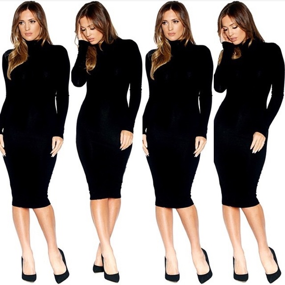 Naked Wardrobe Black Midi & BUNDLE w/other dress!