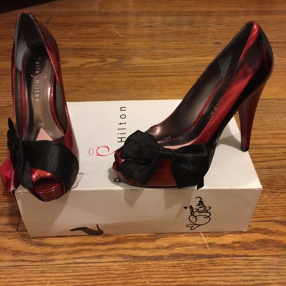 Black and Red Paris Hilton High Heels