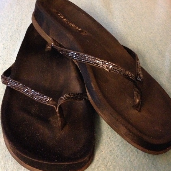 Fancy beaded flip flops