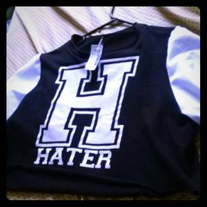 Black and white hater crop top
