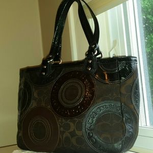 COACH black and brown shoulder bag