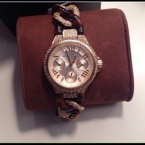Michael Kors Camille embellished Tortoise watch