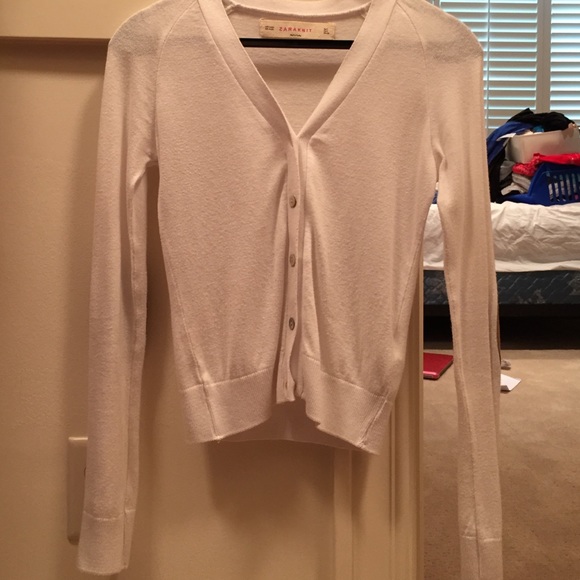 White Zara cardigan with elbow patches