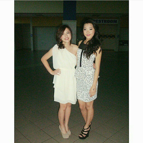 Black and White Peplum Dress - Picture 1 of 4