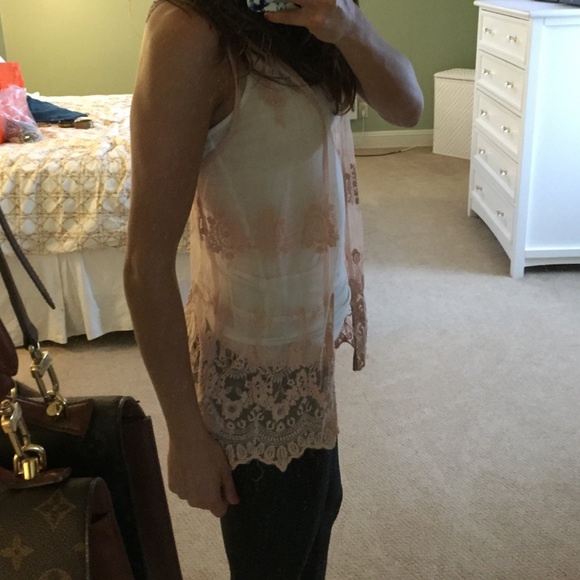 Blush boho embroidered mesh vest - Picture 1 of 3