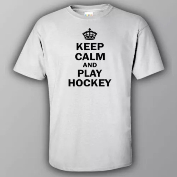 NWT Keep Calm and Play Hockey Unisex T-Shirt, M
