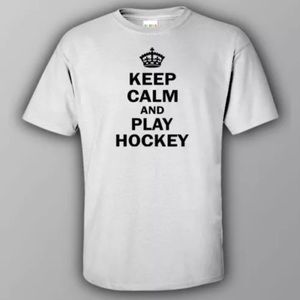NWT Keep Calm and Play Hockey Unisex T-Shirt, M
