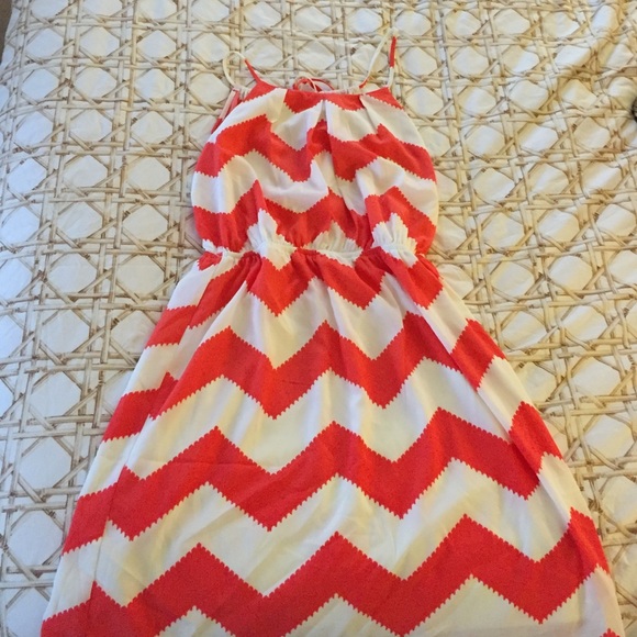 Orange and ivory chevron summer dress