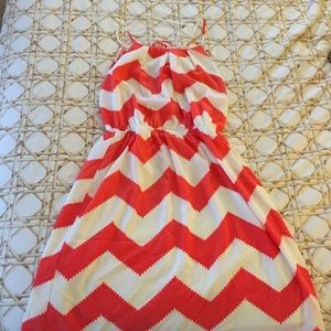 Orange and ivory chevron summer dress