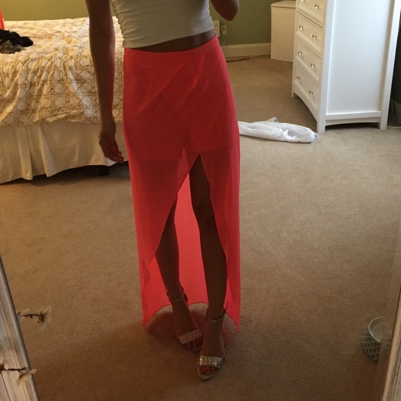 Neon pink wrap maxi skort