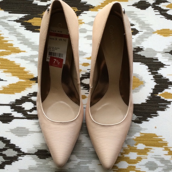 Calvin Klein baby pink croc pumps