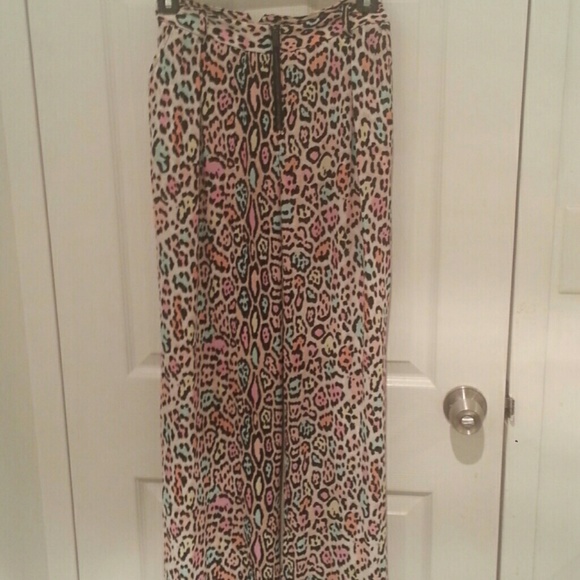 Bcbg animal print wide leg dress pants