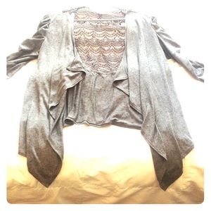3/4 sleeve lace back cardigan