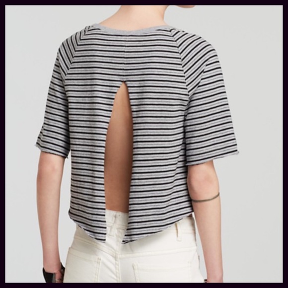 SOLD Free People Top Striped Cropped Tee - Picture 2 of 4