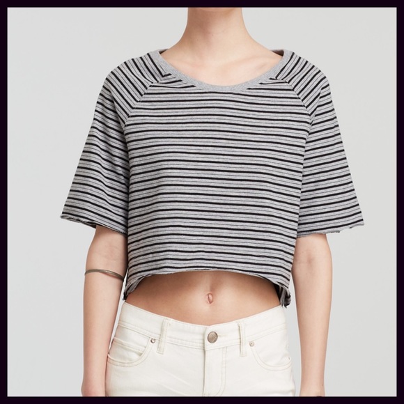 SOLD Free People Top Striped Cropped Tee - Picture 3 of 4