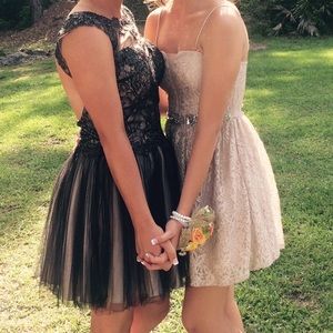Dress on the right, worn once for a school formal.