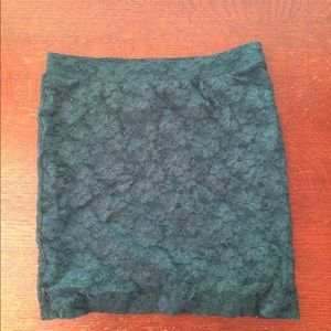 Teal floral lace mini skirt