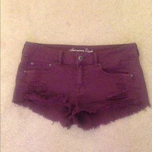 Dark purple American Eagle shorts --ripped
