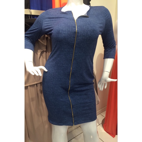 DENIM ZIPPERED DRESS