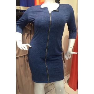 DENIM ZIPPERED DRESS