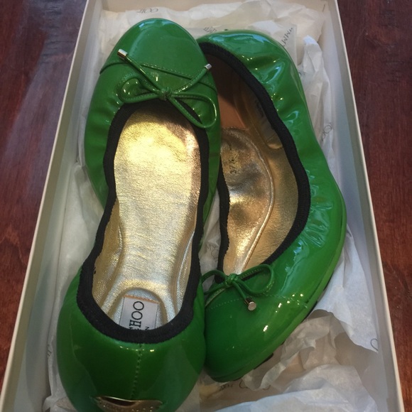 Green Jimmy choo flats Sz 37.5