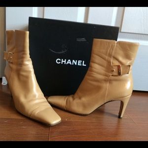 AUTHENTIC Chanel square toe ankle boots