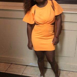 Neon orange mini dress