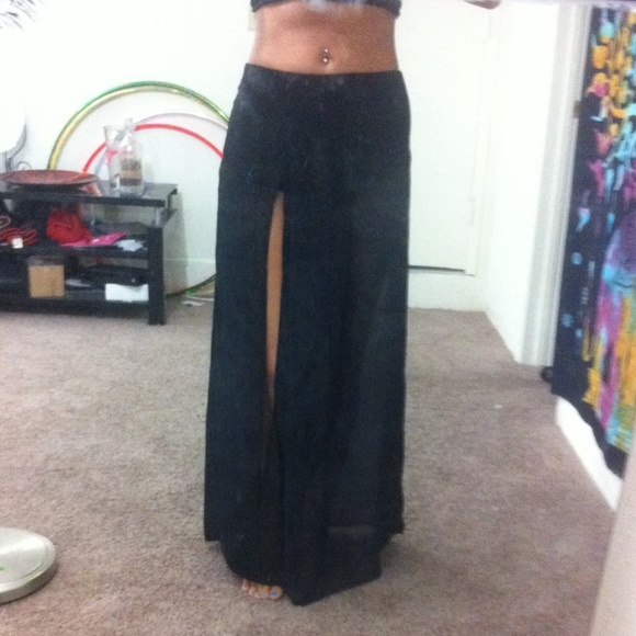 High slit sheer maxi skirt with short lining