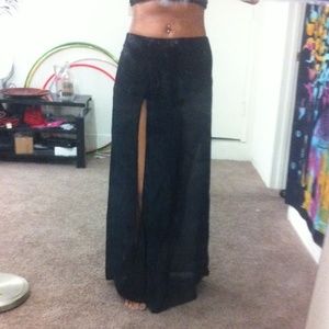 High slit sheer maxi skirt with short lining
