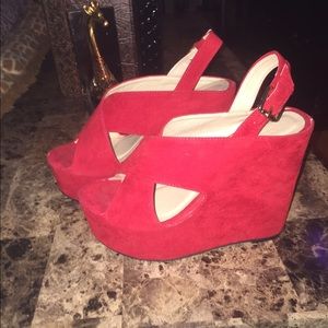Forever 21 Red Suede Wedges sz 5.5