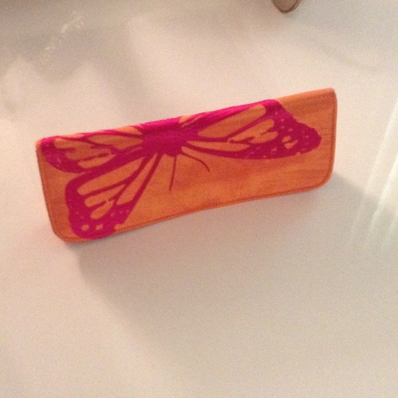 Silk orange and pink clutch