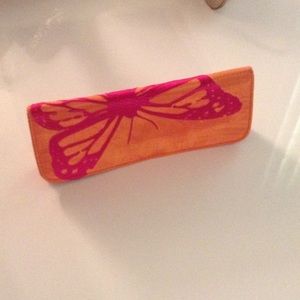 Silk orange and pink clutch