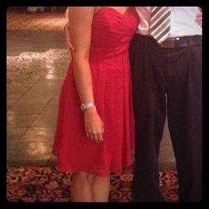 Bridesmaids dress in apple red