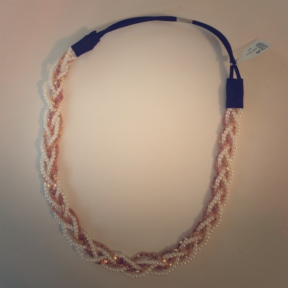 Pearl and Gold Braided Headband