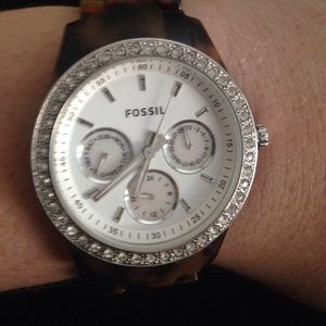 Tortoise shell acrylic Stella Fossil watch