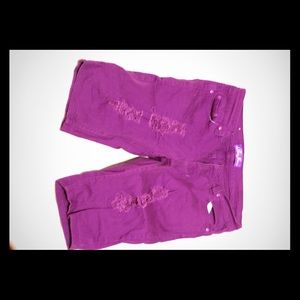 Purple knee length shorts