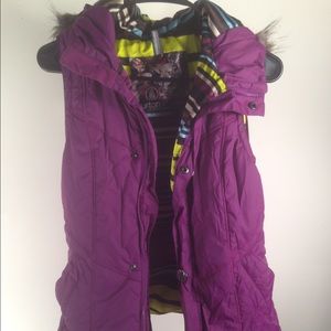 Burton Purple Faux Fur Hooded Vest