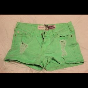 Bright green shorts