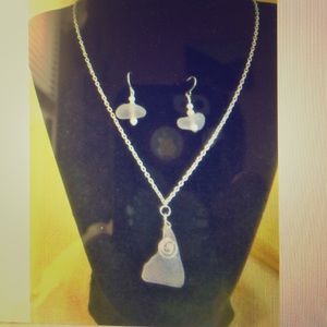 FINAL PRICE Sea glass pend & earring set lavender