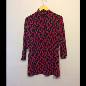 Red and Black Print Tops