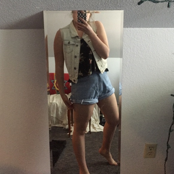 Light wash denim vest