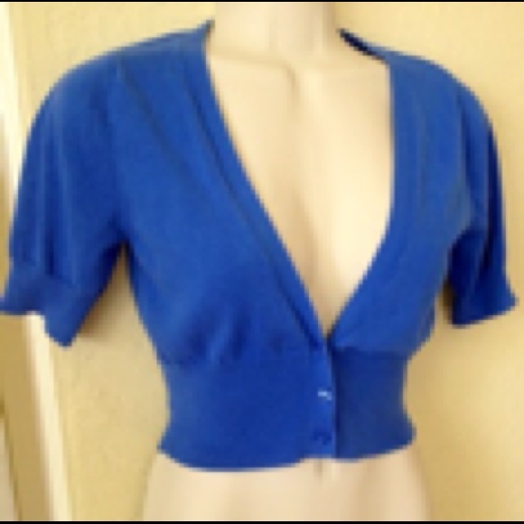 Mossimo cropped cotton cardigan cobalt blue small