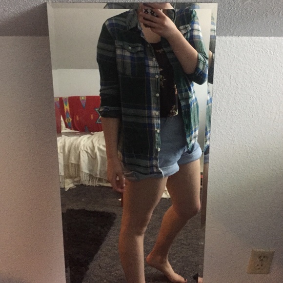 Green and white flannel