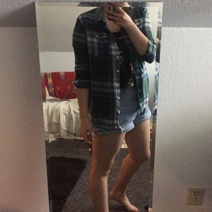 Green and white flannel