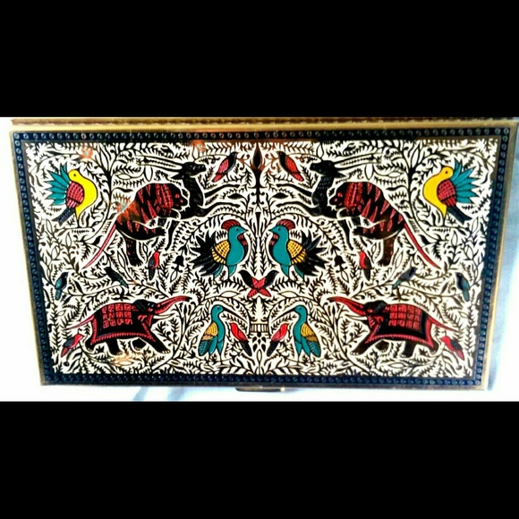 ❌Vintage Volupte Brass/Enamel Clutch/Holder❌ - Picture 3 of 4